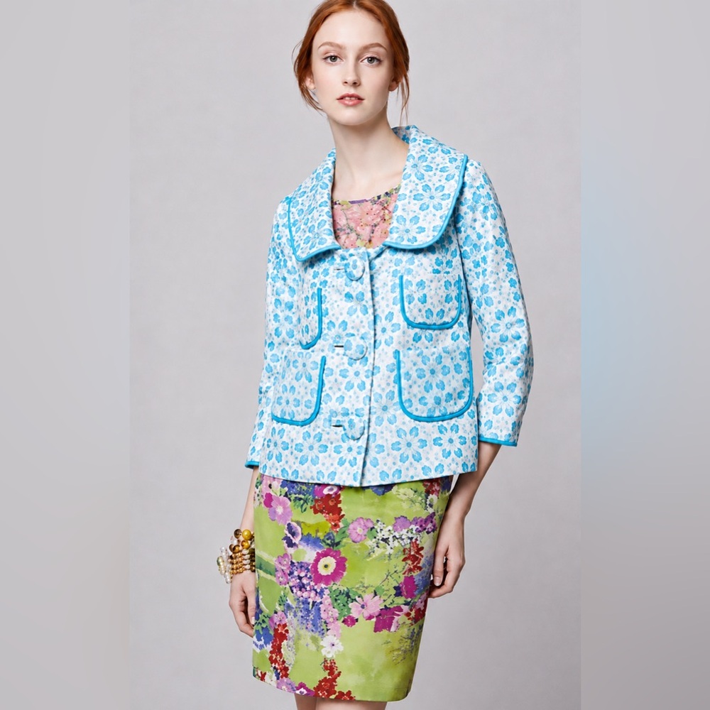 PETER SOM for Made In Kind Anthropologie - Floral Jacquard Jacket